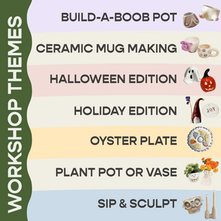 List of workshop themes with corresponding icons on a colorful background