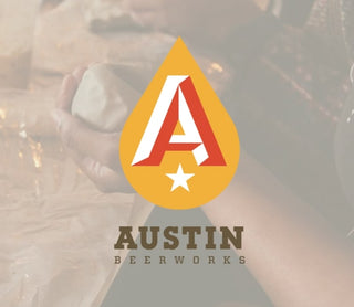 Austin Beerworks logo with a blurred background of a person holding clay