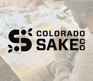 Person doing pottery with 'Colorado Sake Co.' logo overlay