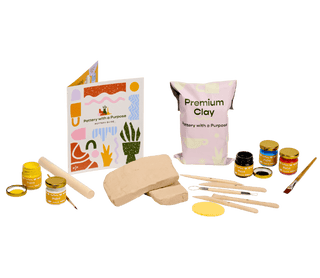 DIY Pottery Sculpting Kit with Paint Set on transparent background