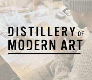Person working on pottery with text 'Distillery of Modern Art' overlayed.