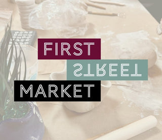 Decorative items with 'First Street Market' text overlay