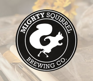 Mighty Squirrel Brewing Co. logo on a blurred background