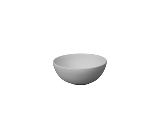 A minimalist, small white ceramic bowl with a smooth matte finish, centered on a solid white background.