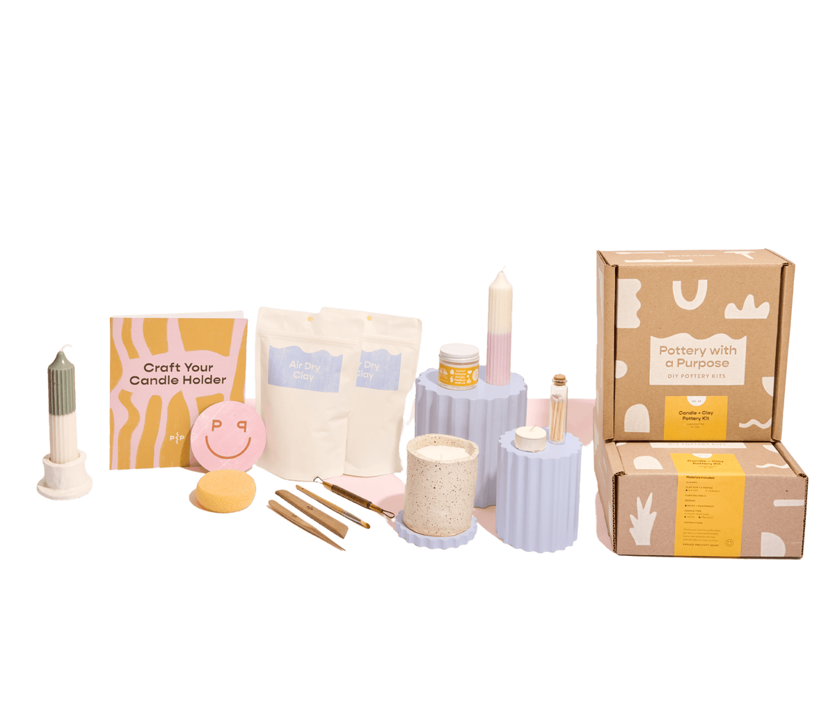 Pillar Candle + Clay Kit – Air Dry